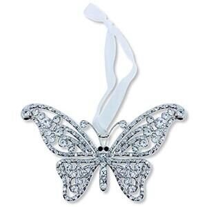 Crystal Butterfly Ornament for Christmas Tree or Hanging Décor, 4.75"